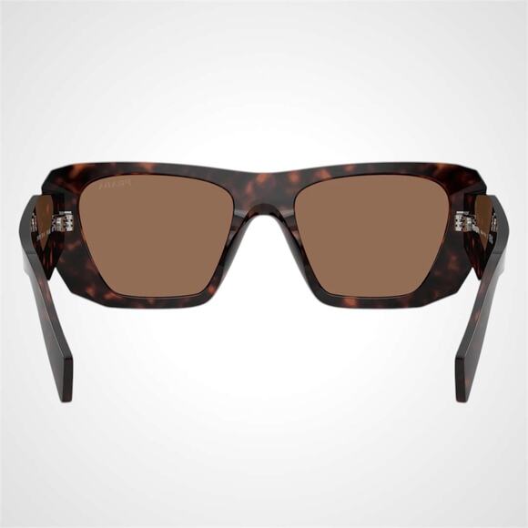 New PRADA Sunglasses Brown Root Tortoise Silver Symbole Logo Square Oversized